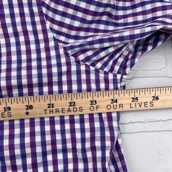 Robert X Graham Shirt Mens 2XLarge Blue Orange Gingham Check Tailored Fit - Picture 8 of 12